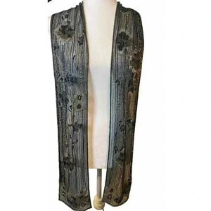 Ralph Lauren Collection Purple Label Scarf Glass Beaded Metallic Blue Gold Black